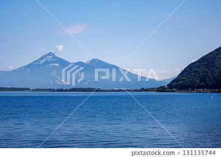 Mount Bandai seen over the surface of Lake Inawashiro 131135744