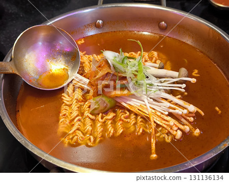Korean Ramen Soup with Kimchi and Mushrooms 131136134