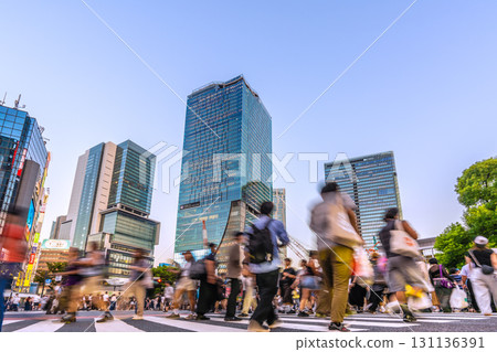 Tokyo cityscape, Japan, September 17th. Shibuya Scramble Crossing crowded with foreign tourists. Tokyo cityscape, Japan, September 17th. Shibuya Scramble Crossing crowded with foreign tourists. 131136391