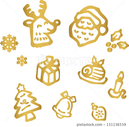 Christmas hand-drawn icon set. Line art illustrations of Santa, reindeer, presents, etc. Holiday, winter Christmas hand-drawn icon set. Line art illustrations of Santa, reindeer, presents, etc. Holiday, winter 131136539