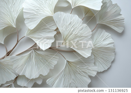 Paper craft. Beautiful ginkgo texture 131136925