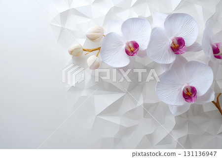 Paper craft. Beautiful texture of orchid flowers 131136947