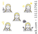 Elementary school girl facial expression illustration set 131137061