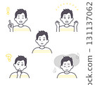Elementary school boy facial expression illustration set 131137062