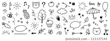 Line cute element set. Hand drawn scribble heart, arrow, flower and star elements for a cute line simple background. Doodle sketch heart, star, cloud sticker shapes. Vector Line cute element set. Hand drawn scribble heart, arrow, flower and star elements for a cute line simple background. Doodle sketch heart, star, cloud sticker shapes. Vector 131137145