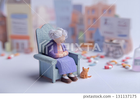 Elderly woman suffering from overdose (paper craft) 131137175
