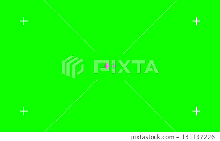 Solid Green Screen with Small White and Purple Markers. 131137226