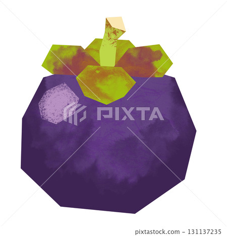 Paper-cutting style mangosteen 131137235