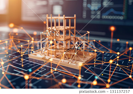 Image of data graph analysis diagram based on FEM analysis of wooden buildings 131137257