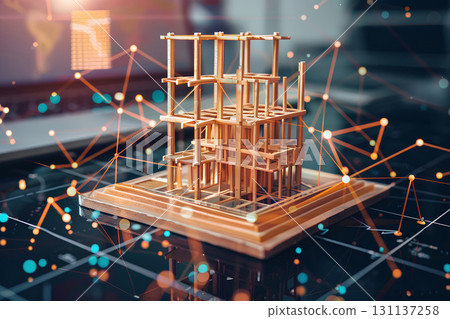 Image of data graph analysis diagram based on FEM analysis of wooden buildings 131137258