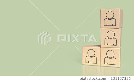 The Icon man on wood cube for Human Resources or Business concept 3d Rendering. The Icon man on wood cube for Human Resources or Business concept 3d Rendering. 131137335