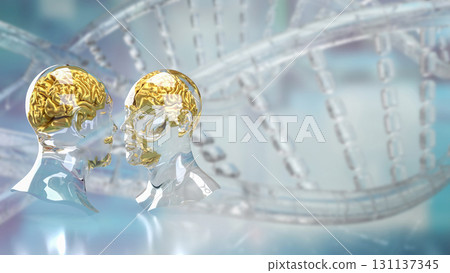 The Bust and Brain for sci or Technology concept 3d Rendering. 131137345