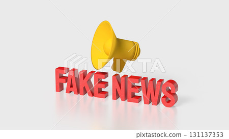 The Red Fake news and yellow megaphone image 3d Rendering. 131137353