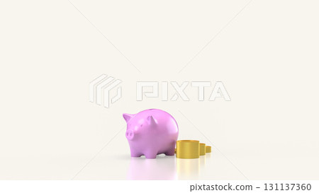 The Piggy bank and gold coins  for Saving or Earn concept 3d Rendering. 131137360