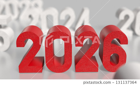 The Red 2026 for New year  or celebration concept 3d Rendering. 131137364