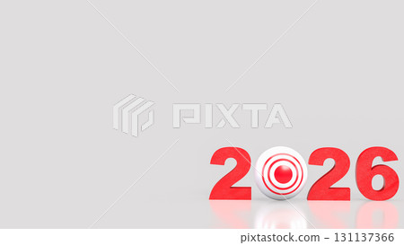 The 2026 red and target for Business concept 3d Rendering. 131137366