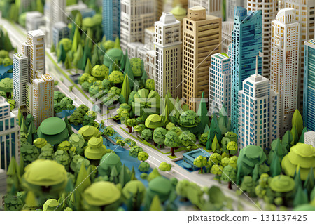 (紙模型)未來宜居的城市景觀 (紙模型)未來宜居的城市景觀 131137425