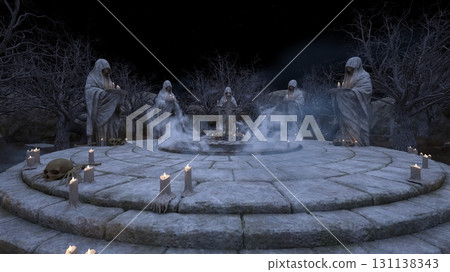 有修女雕像的庭院 131138343