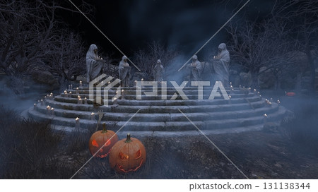 有修女雕像的庭院 有修女雕像的庭院 131138344