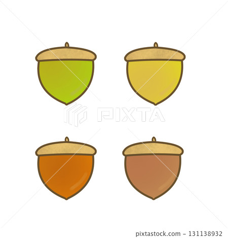 Cute acorns 4-color set illustration material 131138932