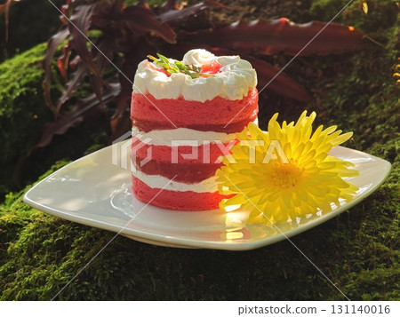 Fraisier mousse cake. Strawberry cake with sponge cake, mousse and jelly. Fraisier mousse cake. Strawberry cake with sponge cake, mousse and jelly. 131140016