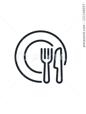Dish line icon vector stock illustration 131140057