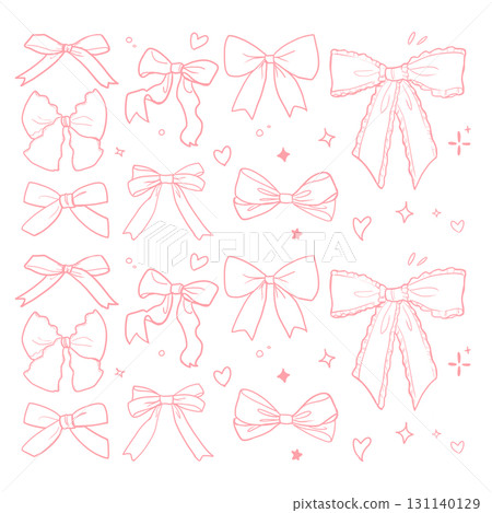 可愛的粉紅絲帶線條畫插圖集 | 絲帶,絲帶套裝,裝飾,裝飾品 可愛的粉紅絲帶線條畫插圖集 | 絲帶,絲帶套裝,裝飾,裝飾品 131140129