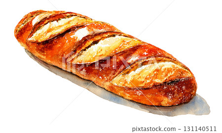French bread baguette realistic illustration PNG cutout bakery material 131140511