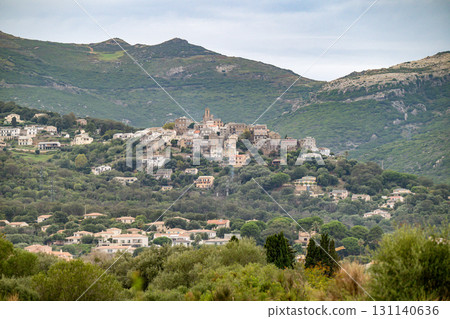 Corsica, a traditional village in the mountain, typical houses Corsica, a traditional village in the mountain, typical houses 131140636