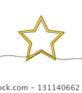 Continuous line drawing of star. Minimalist black linear sketch isolated on white background. Hand drawn vector illustration. 131140662