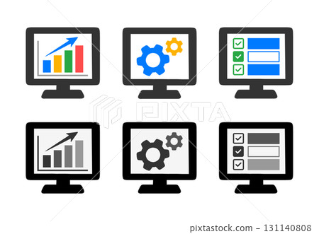 用於商務簡報的 6 個監視器圖示集 131140808