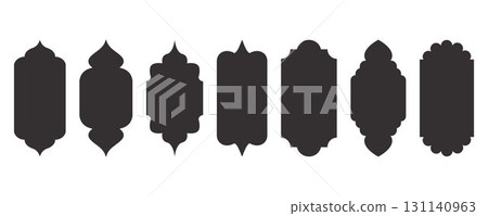 Islamic shapes Ramadan window frame design. Turkish and Indian vector ornament. Arabic door arch. Oriental architecture elements 131140963