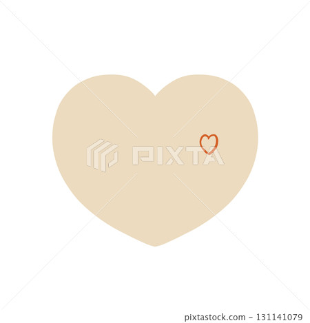 Hand-drawn heart - natural and gentle off-white x orange 131141079