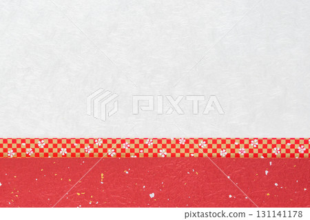 紅白相間的日本紙背景，帶有小花卉圖案，也可以垂直使用 131141178