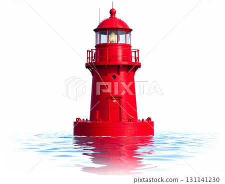 a lighting red buoy on the sea isolated 131141230