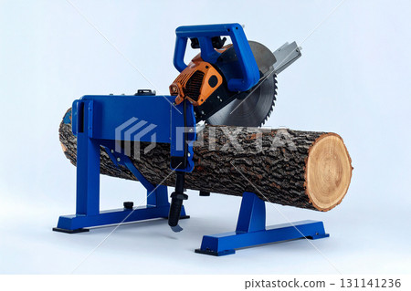 an electric log cutter isolated on a white surface 131141236