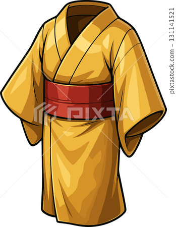 Illustration of a gold kimono Illustration of a gold kimono 131141521