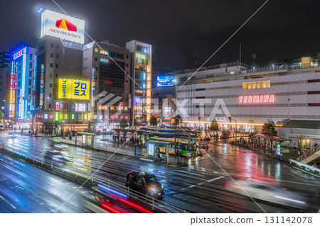 Tokyo: City night view in front of Kinshicho Station 131142078