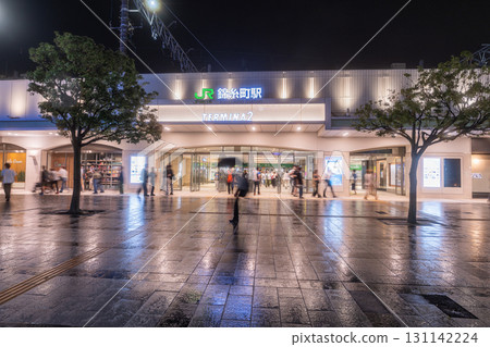 Tokyo: City night view in front of Kinshicho Station 131142224