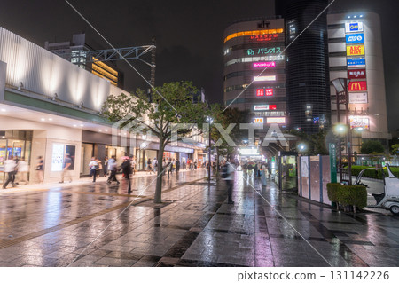Tokyo: City night view in front of Kinshicho Station 131142226