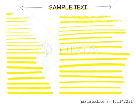 Yellow marker hand-drawn lines and arrows set illustration material Yellow marker hand-drawn lines and arrows set illustration material 131142251