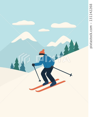 雪山上滑雪的人、斜坡、滑雪勝地、冬季運動比賽 雪山上滑雪的人、斜坡、滑雪勝地、冬季運動比賽 131142268