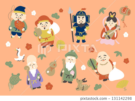 可愛的七個幸運神的插圖 可愛的七個幸運神的插圖 131142298