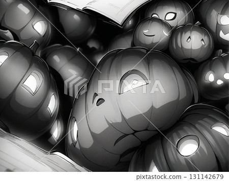 Monochrome Halloween pumpkins 131142679