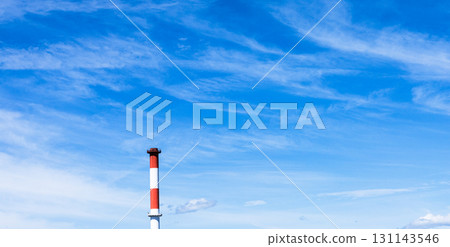 A simple landscape of blue sky and chimneys A simple landscape of blue sky and chimneys 131143546
