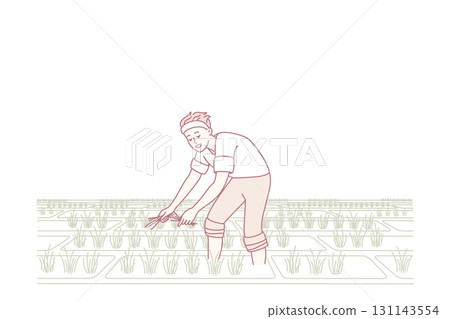 Male farmer working in field 131143554