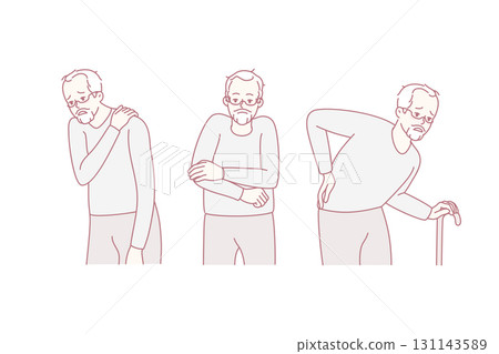 Unwell old grandfather suffer from health problems 131143589
