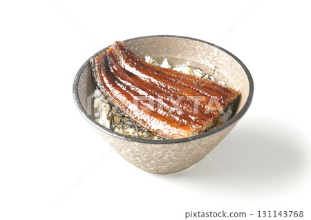 Eel bowl photographed alone on a white background Eel bowl photographed alone on a white background 131143768