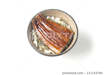 Eel bowl photographed alone on a white background Eel bowl photographed alone on a white background 131143794