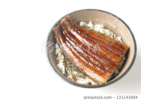 Eel bowl photographed alone on a white background Eel bowl photographed alone on a white background 131143804